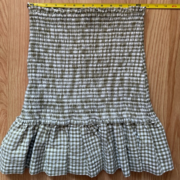 NWOT VERONICA BEARD Jeans Aloya Smocked Cotton Blend Miniskirt Large Gingham XS - Picture 6 of 7